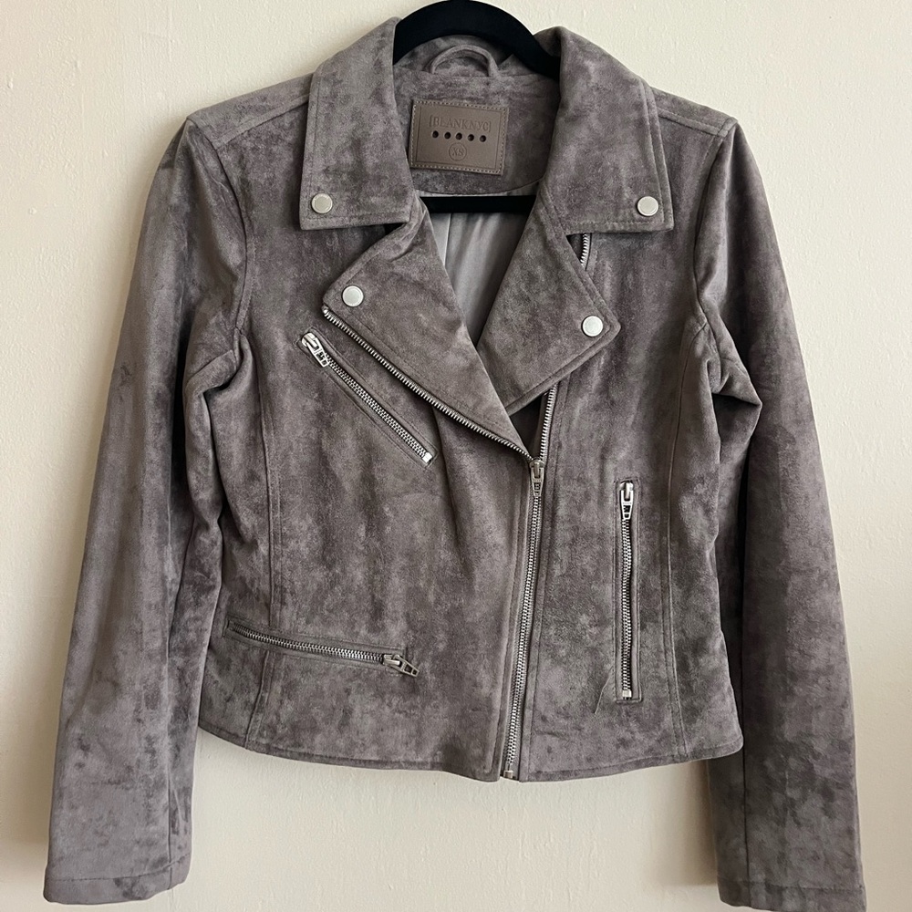 Blank NYC Faux Suede Grey Moto Jacket